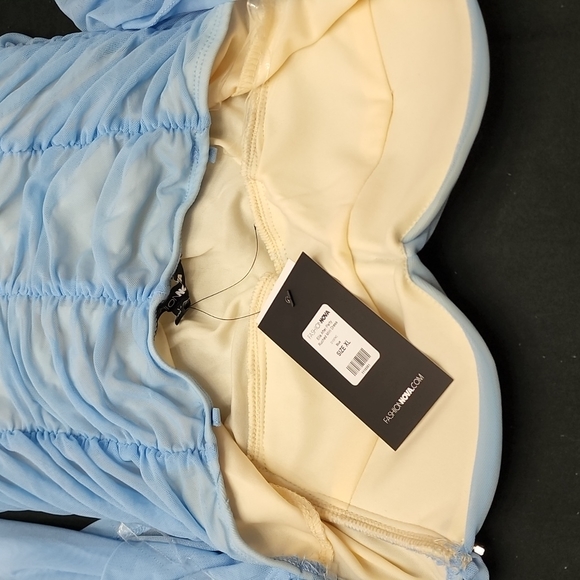 Baby Blue Ruched Mini Dress - Picture 2 of 4